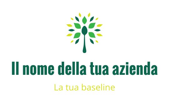 Logo moderno di un albero con foglie verdi e gialle